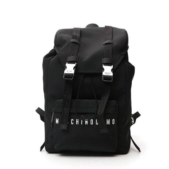 Moschino Uomo Logo Print Black Backpack - Picture 1 of 8